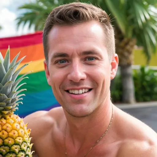 Prompt: Gay Florida man in love with a pineapple. 