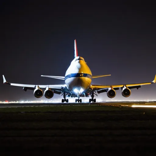 Prompt: 747 night landing

