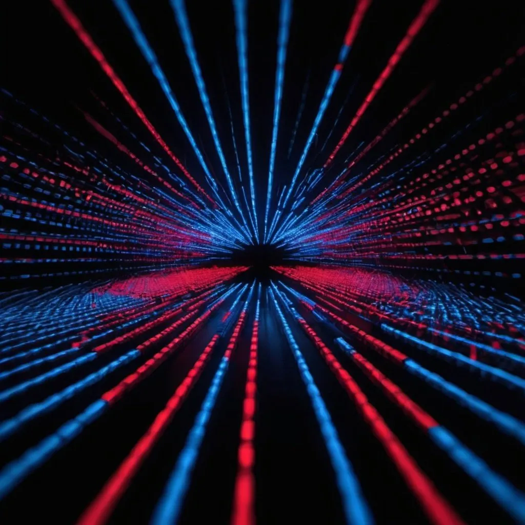 Prompt: sound visualizer with red and blue lights