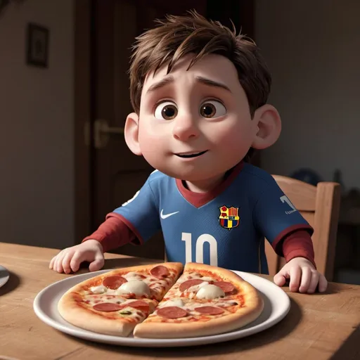 Prompt: little Messi eat pizza, 3 d animated movie, animated film, 3 d animation demo reel, photorealistic disney, beautiful render, cinematic shot!, weta disney, 3d magical details, disney 2d animation still, animation film, pixar renderman render, in style of disney animation