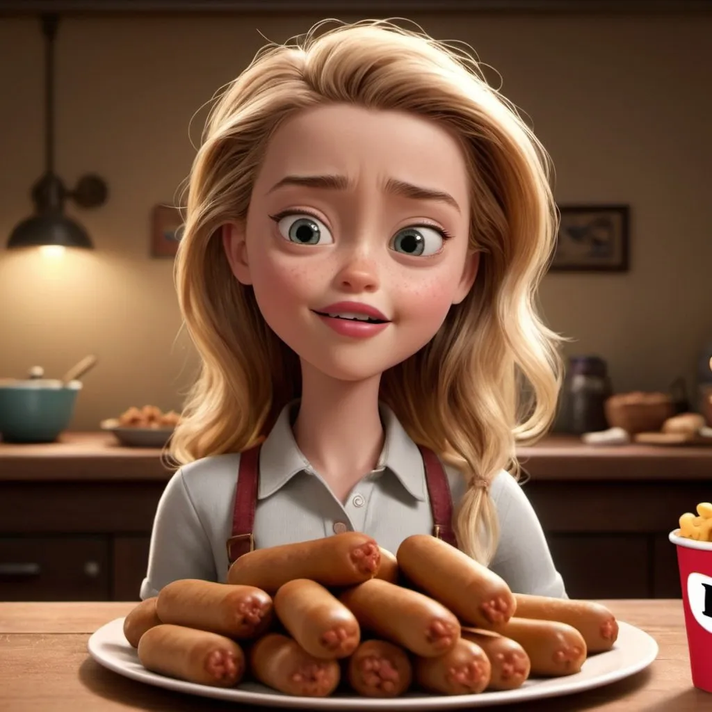 Prompt:  little amber heard eat hod dogs, 3 d animated movie, animated film, 3 d animation demo reel, photorealistic disney, beautiful render, cinematic shot!, weta disney, 3d magical details, disney 2d animation still, animation film, pixar renderman render, in style of disney animation