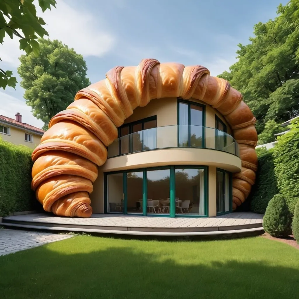 Prompt: house shaped like a croissant