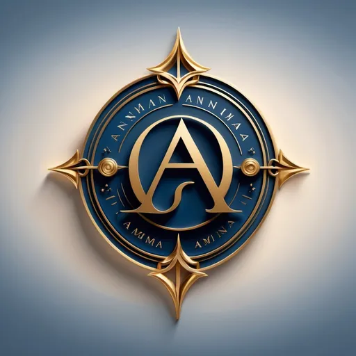 Prompt: Create a logo for the phrase "anima electionis", elegant typography, intertwined letters, mystical symbols, soft gradient colors, incorporating deep blues and golds, capturing a sense of choice and destiny, modern design elements, professional and sophisticated style, suitable for branding, polished and high-end aesthetic.