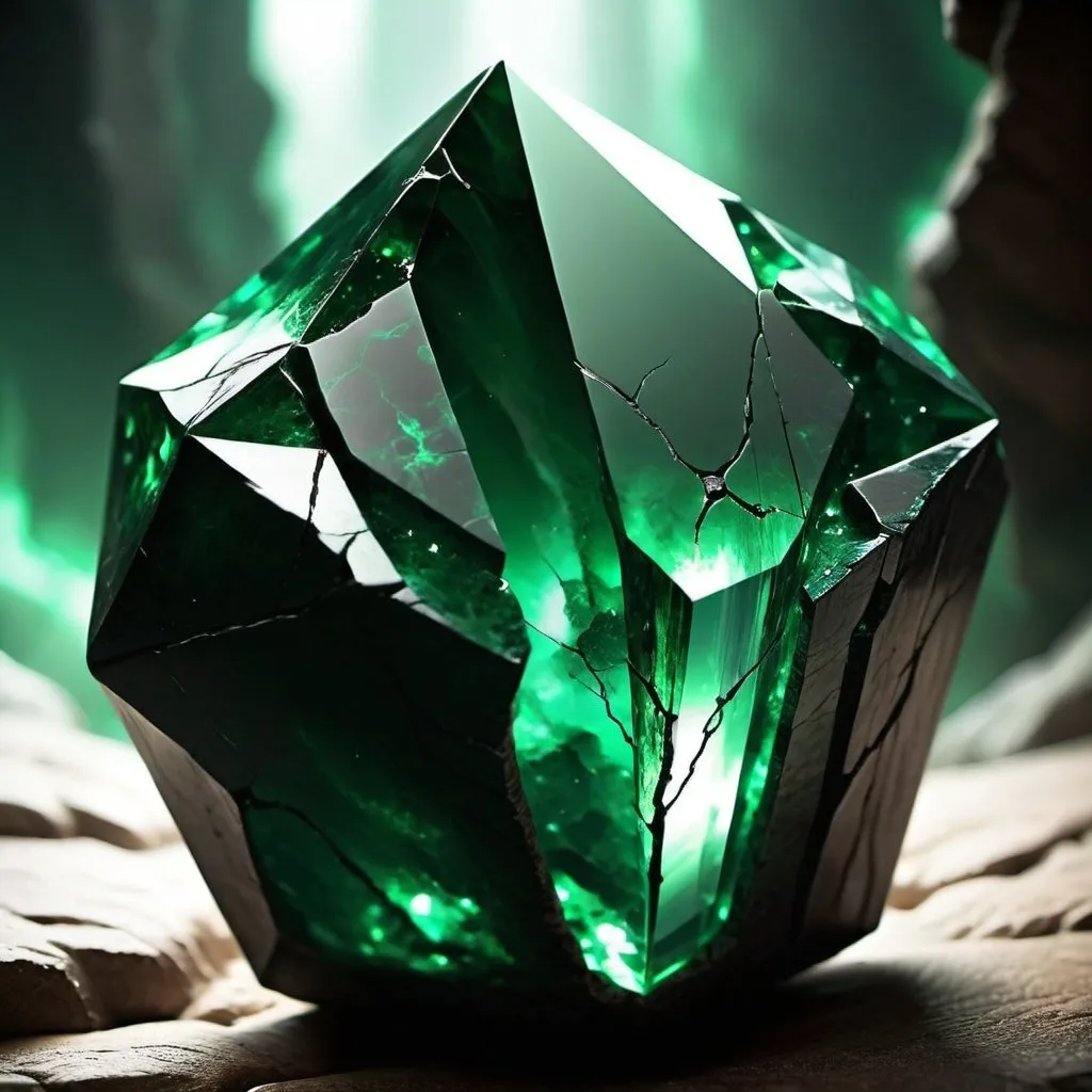 Prompt: "In the throes of betrayal, loyalty severed,
Your essence now adrift, forever unmoored and severed." One final tremor brought about large cracks and then silenced, as the emerald sheen started to materialize. 
