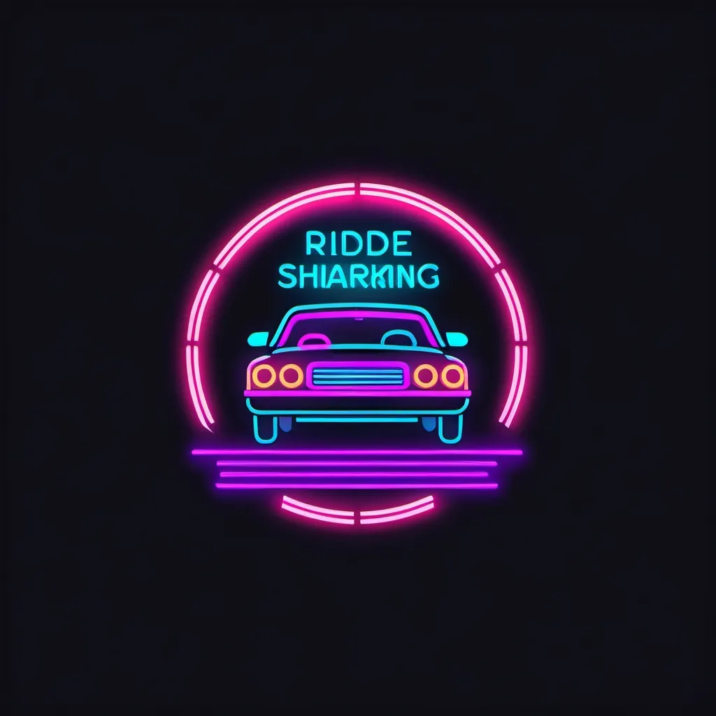 Prompt: Create me a logo for a ridesharing app. Make it with neon sign