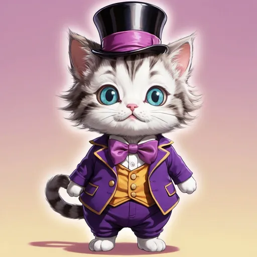 Prompt: kitty baby wonky willy wonka anime cute