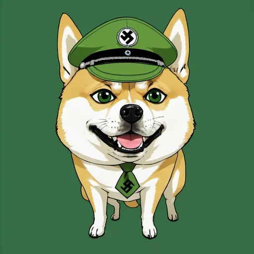 Prompt: wonky anime doge green hitler
