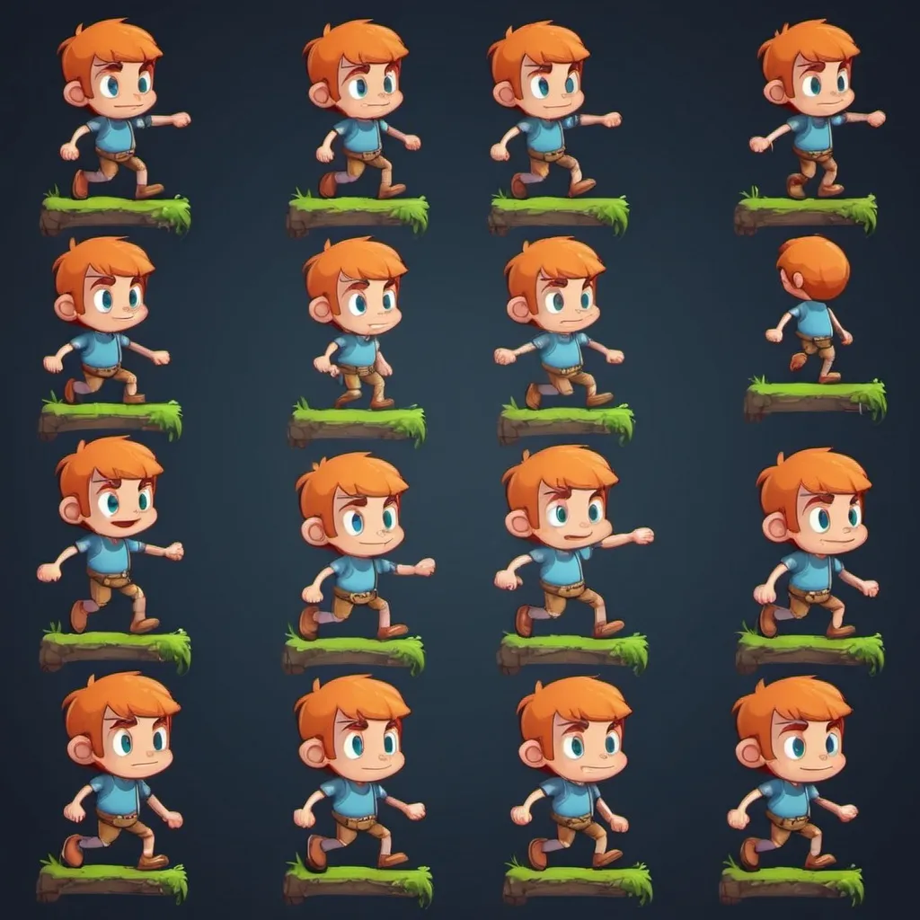 Prompt: 2D student character. Suitable for side-scrolling adventure and platformer games.

Features:
- 9 animation states (idle, jump, fall, climb) 
- 10 frames for each states