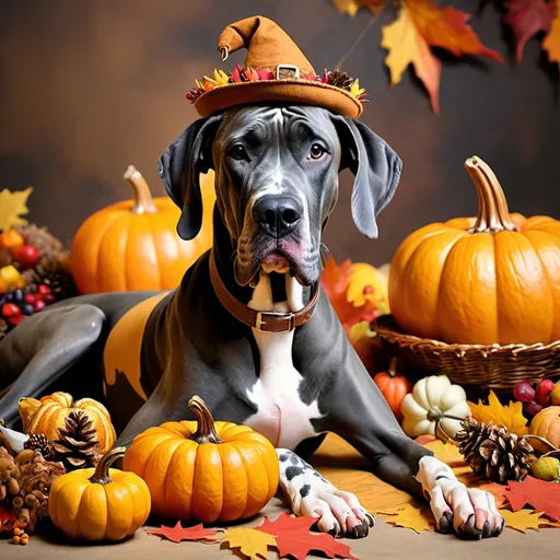 Prompt: Thanksgiving Great dane image