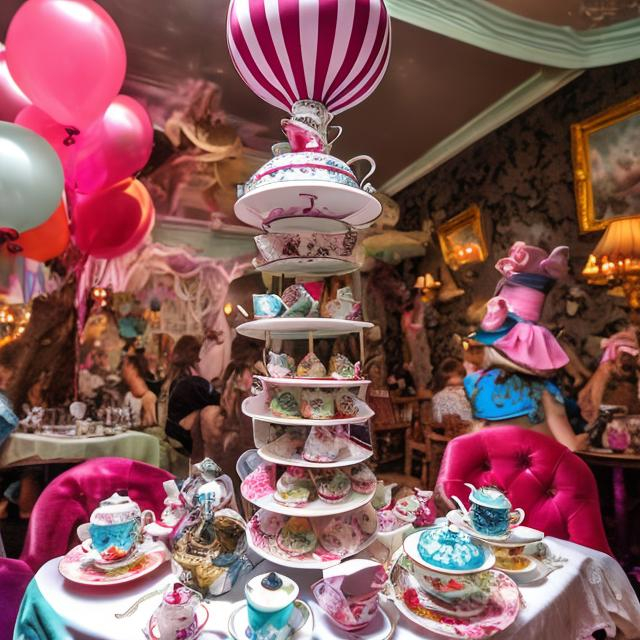 Prompt: Mad hatter tea party 
