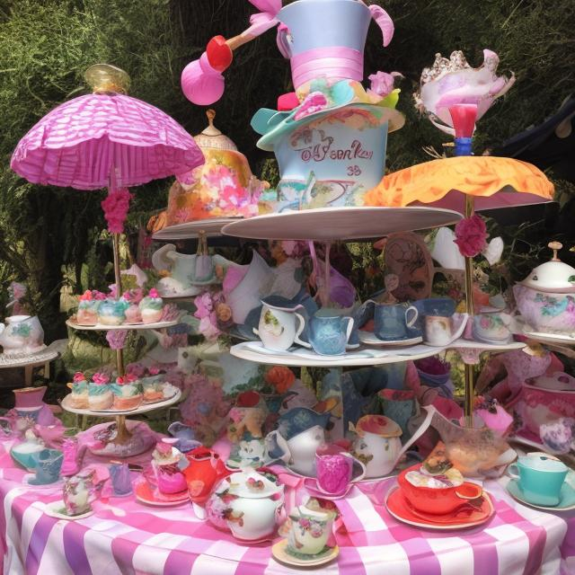 Prompt: Mad hatter tea party 
