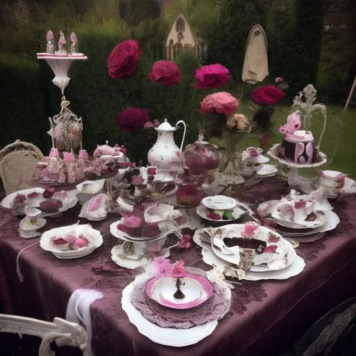 Prompt: Victorian gothic tea party 
