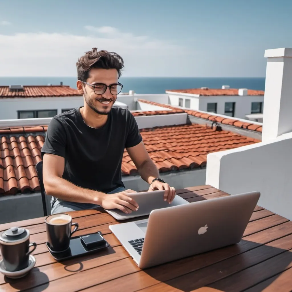 Prompt: a young digital marketing expert working fromm a rooftop having an ocean view working on a laptop, one more laptop on the table, guyy having black coffee, also 4 points on the image on top
Now learn for free
1. google ads
2. meta ads.
3.ecommerce das.
4.tiktok ads