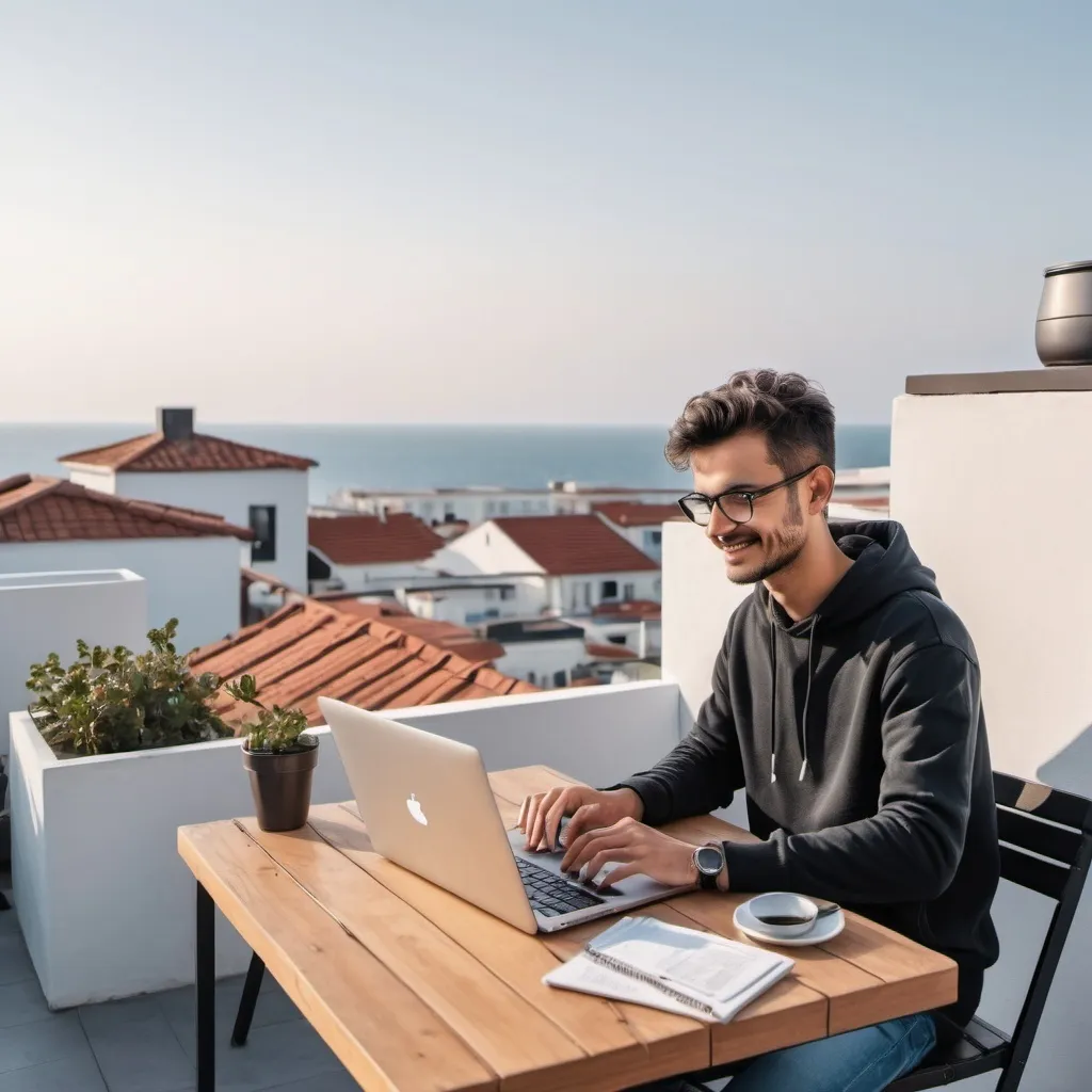 Prompt: a young digital marketing expert working fromm a rooftop having an ocean view working on a laptop, one more laptop on the table, guyy having black coffee, also 4 points on the image on top
Now learn for free
1. google ads
2. meta ads.
3.ecommerce das.
4.tiktok ads