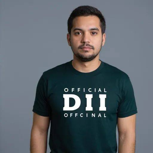 Prompt: A man wearing Dii Official shirt 
