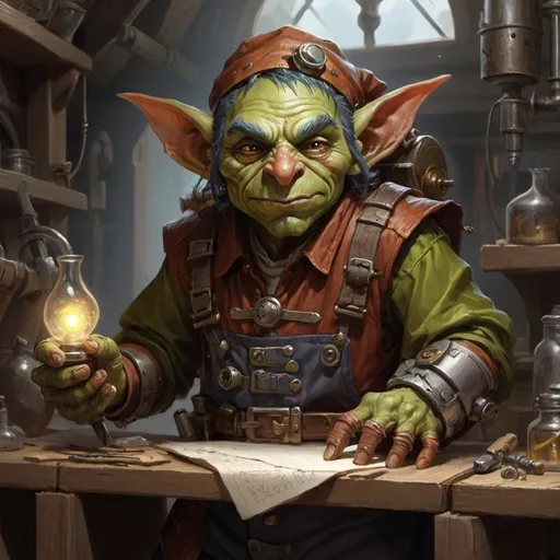 Prompt: Arcane goblin artificer engineer carpenter