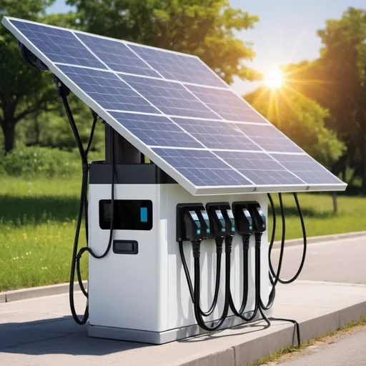 Prompt: Solar Panel with EV Charger and electric vehicle