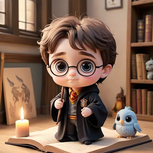 Prompt: Beautiful baby Harry Potter cartoon characters, cute, girlish, high quality, detailed, cartoon, magical, soft pastel colors, gentle lighting
