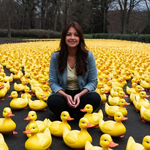 Prompt: maria and her army of ducks