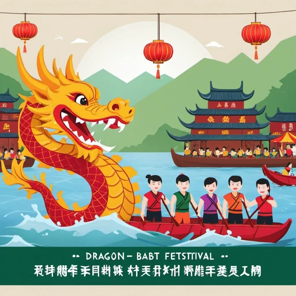 Prompt: please create a poster of dragon boat festival