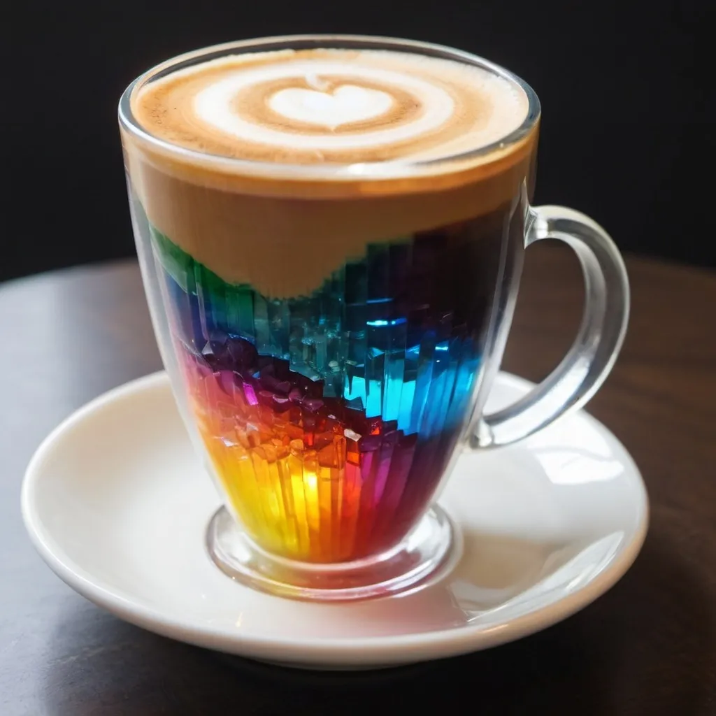 Prompt: Rainbow crystal coffee