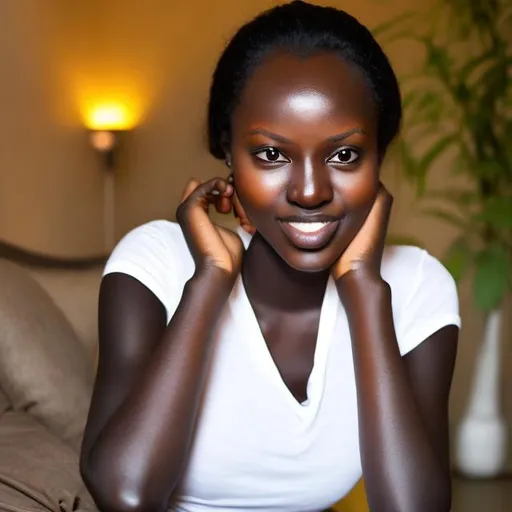 Prompt: 4 beautiful tall dark skin South Sudanese girl 