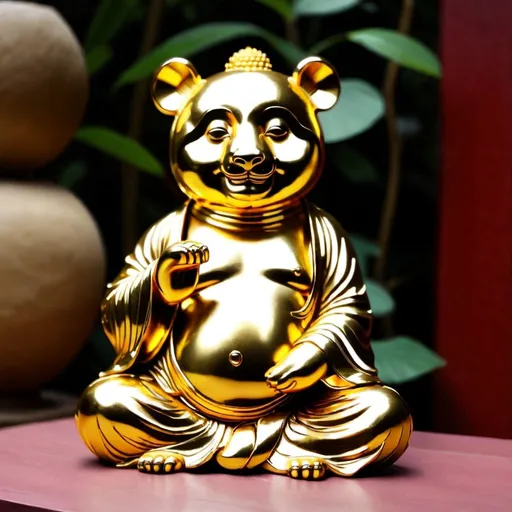 Prompt: Golden Buddha Panda