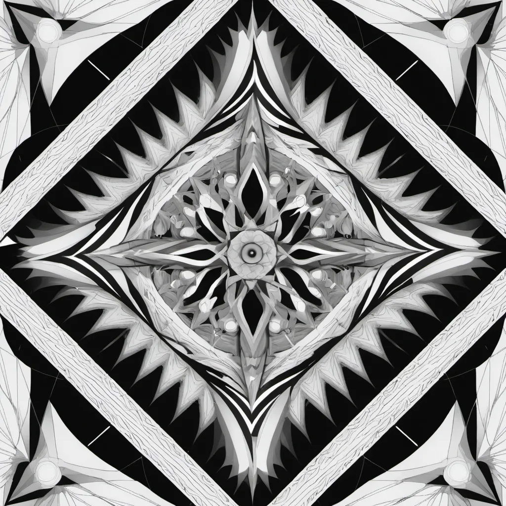 Prompt: ar 85:110 geometric patterns and shapes , coloring page, black and white, clean lines, high dof, 8k