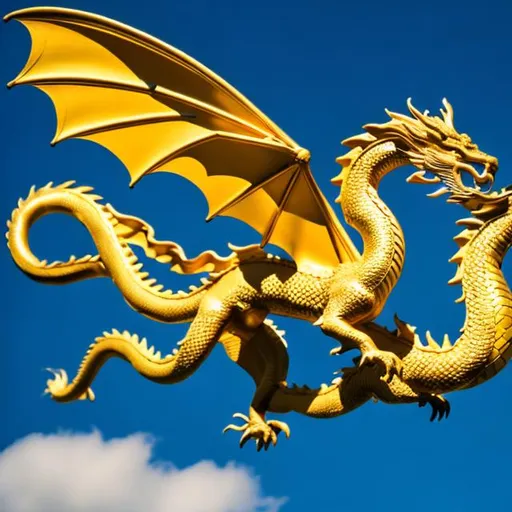 Prompt: A golden dragon flying 