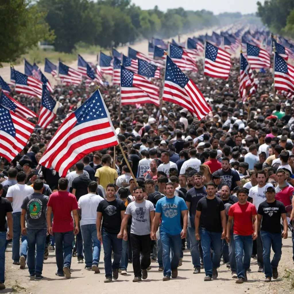 Prompt: USA migrant crises invasion. 
