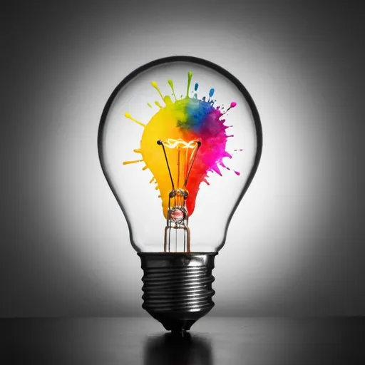 Prompt: A bulb representing being creative. Make it colourful 