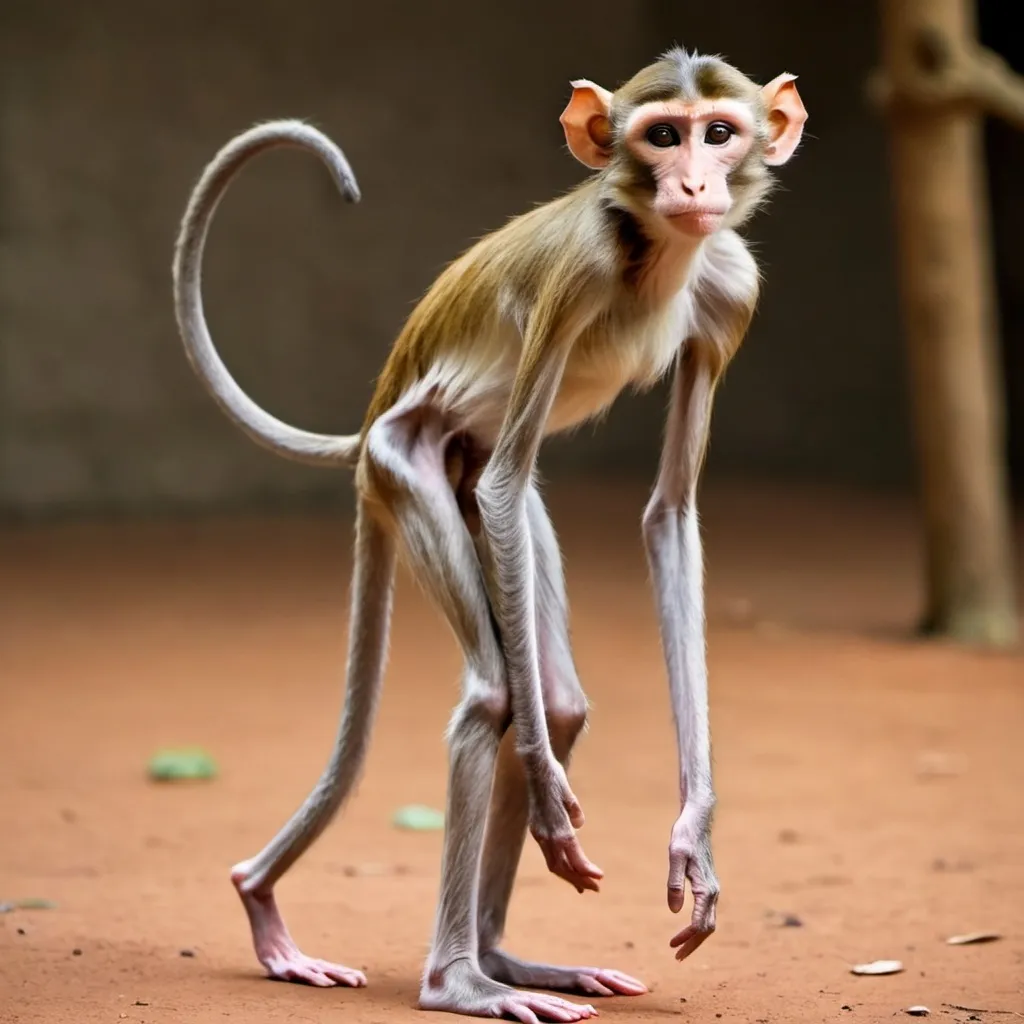 Prompt: monkey with a rat body and long legs like a giraffe 