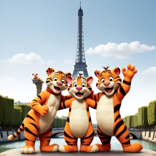 Prompt: A movie called tiggers in Paris with the title at the top