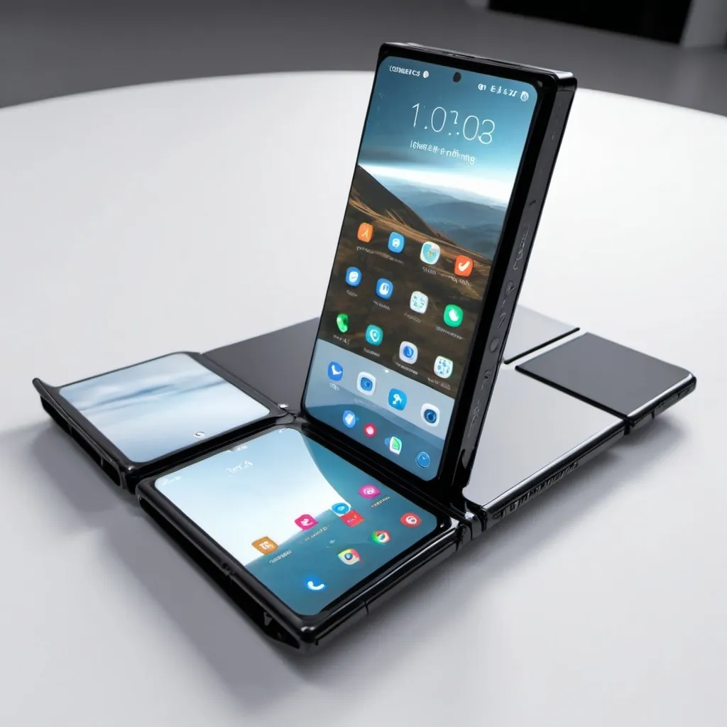 Prompt: a big folding phone from the future
