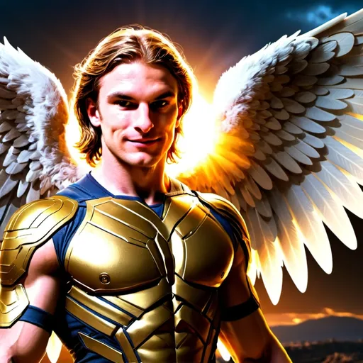 Prompt: male angel from the X-Men, 