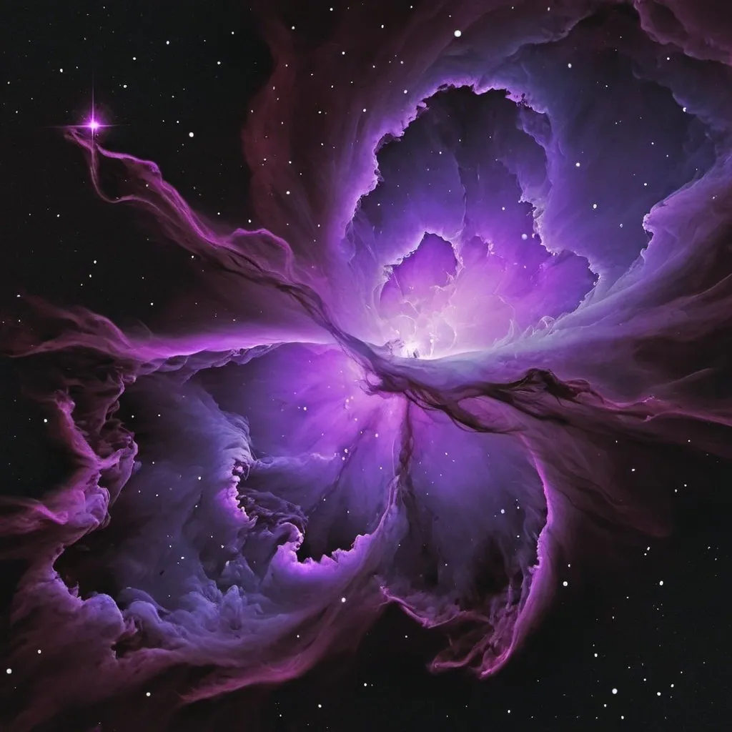 Prompt: a neon purple nebula but make it very dark and sad with a melancholy feel 