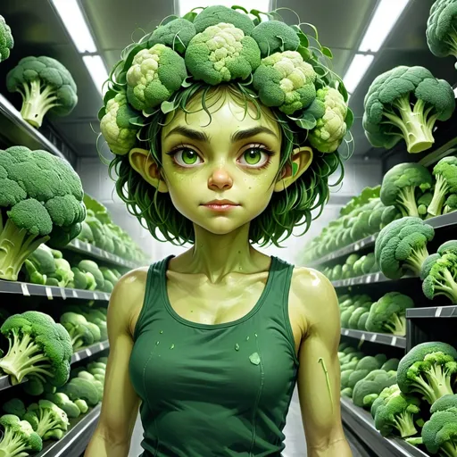 Prompt: human-broccoli girl 
