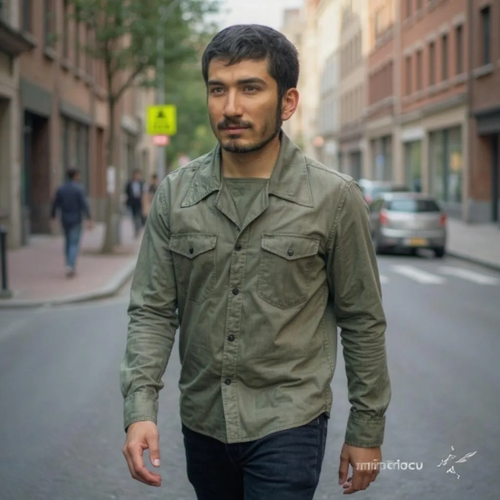 Prompt: A person walking on the street