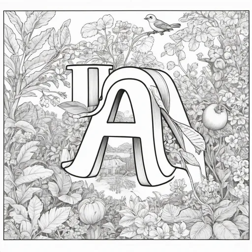 Prompt: colouring book ABC  