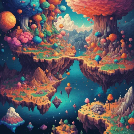 Prompt: ((masterpiece)), (best quality), (detailed), pixelated, dreams, abstract, surreal, landscapes, creatures, pixel clusters, emerging, shapes, imaginative, colorful, vibrant, digital, fantasy, dreamlike, surreal, unexpected, whimsical, pixelated