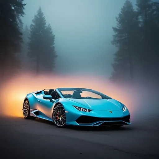 Prompt: An ethereal Lamborghini Huracán Spyder drifts like a phantasm through swirling auroral mists, its sleek form sculpted from gossamer veils of spectral light that endlessly shift and refract. The Spyder's angular lines blaze and distort as if existing in a higher dimension, while its piercing headlamps cut through the ethereal fog like laser beams from a parallel reality. All around, ghostly fractals and geometric mirages dance across the dreamscape.
