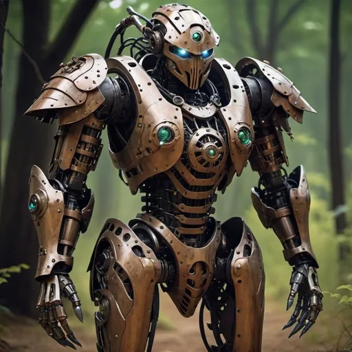 Prompt: the cursed ancient bio-mechanical armor for robot hunter