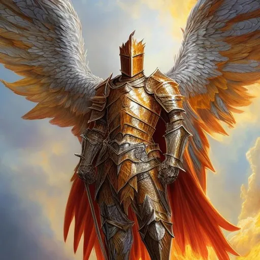 Prompt: A knight wearing a phoenix armor.
