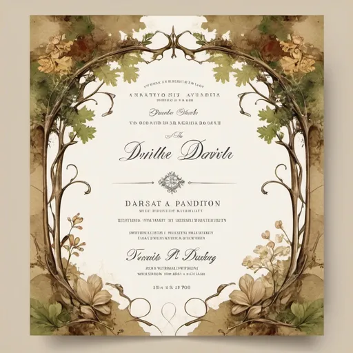 Prompt: wedding invitation design in the nature  like a da vinci paintings 