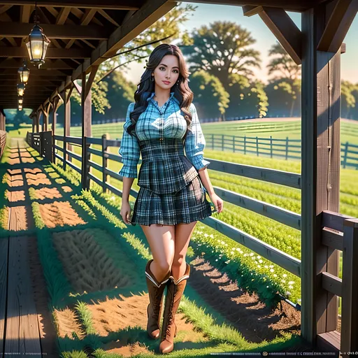 Prompt: Create a highly detailed AI defined full body image of an amazingly detailed perfect, ultra gorgeous, stunning, "Girl Next Door Look" adult woman, at a country farm, wearing enticing, tight, fantasy farm girl outfit,

Award winning super detailed image, cinematic lighting and scale, super detailed, 64k, high quality perfect lighting,