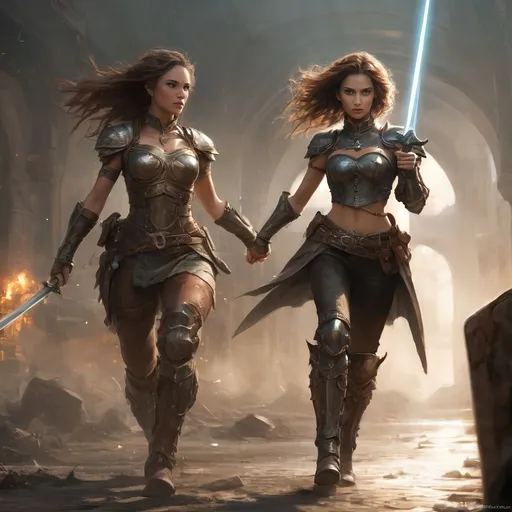 Prompt: Create an image of a (petite body) skinny waist, brave young adult female warrior appropriately holding a magical glowing sword, she is standing in combat pose, long hair , fantasy, digital painting,

Wearing random steampunk style armor

running into combat in a random steampunk background in a random 19th Century year)), wearing a ((Thick heavy iron collar tight around neck)), Random Hair Color, 

Detailed lighting and slight dramatic shadows, atmospheric mood, rich textures, historical undertones, thoughtfully composed, hyper-realistic quality, ultra-detailed 4K imagery.