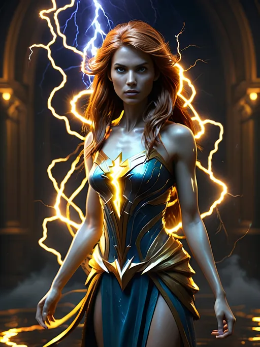 Prompt: Splash art, swirling magical lights, dense fog, create an intricately detailed, full body, ultra realistic, 3D Rendered image. Focused on an enticing, alluring, highly detailed, slender, young, petite, adult, small chest, ((random hair color)), (((random ethnicity)), super exotic, goddess. {Casting a magic lightning bolt in an epic depiction of battling the green orcs in a fantasy tower}, using a legendary fantasy weapon. In a dystopian city destroyed by war background. 8k resolution, photo realistic, highly exotic, ultimate fantasy, digital concept art, perfect cinematic lighting, perfect shading.