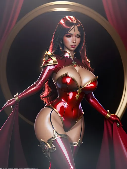 Prompt: Create a highly detailed AI defined image of a highly detailed beautifully stunning ultra cute adult finely detailed fantasy American woman, massive cleavage, wearing an alluring enticing skin tight Red Witch costume,

Award winning super high gloss magazine image, cinematic lighting and scale, super detailed, 64k, high quality perfect lighting,