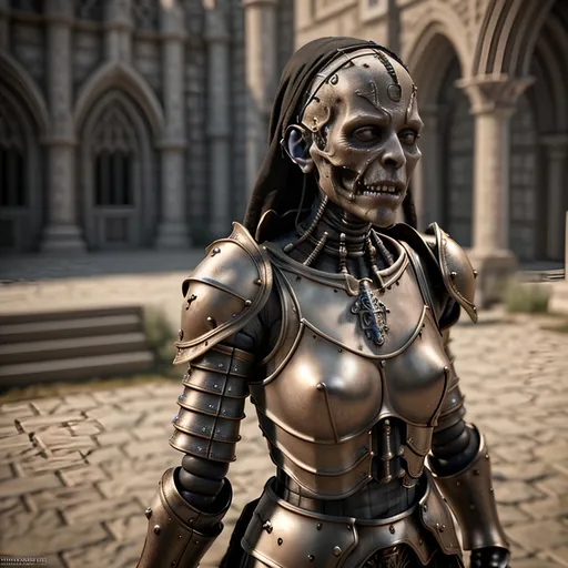 Prompt: Create a highly detailed AI defined design of a movie replacement 3D Rendered highly detailed realistic undead medieval fantasy character, masterpiece:1.4, best quality:1.0, photo realistic