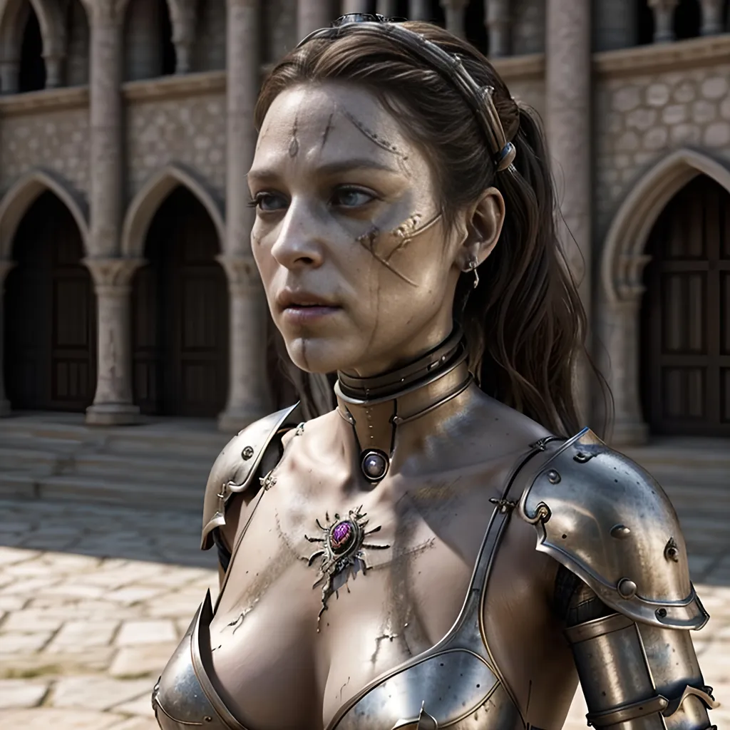 Prompt: Create a highly detailed AI defined movie actress replacement 3D Rendered highly detailed realistic undead medieval fantasy character, fighting with a living warrior princess, masterpiece:1.4, best quality:1.0, photo realistic